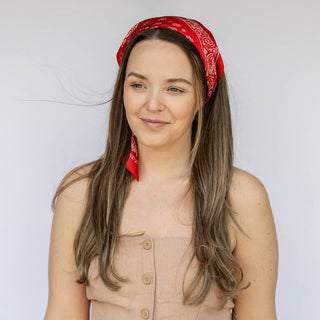 Satin Paisley Headscarf - Red