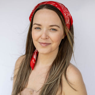 Satin Paisley Headscarf - Red