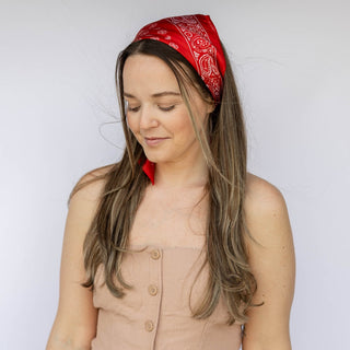 Satin Paisley Headscarf - Red - Headbands of Hope