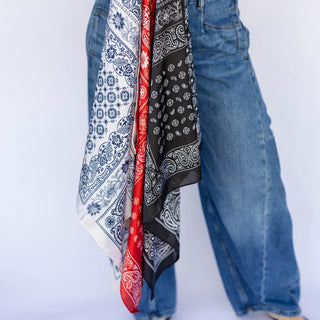 Satin Paisley Headscarf - Black - Headbands of Hope