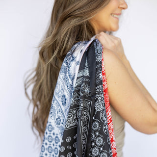 Satin Paisley Headscarf - Black