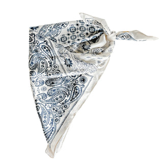 Satin Paisley Headscarf - White - Headbands of Hope