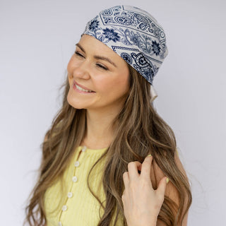 Satin Paisley Headscarf - White - Headbands of Hope