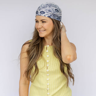 Satin Paisley Headscarf - White - Headbands of Hope