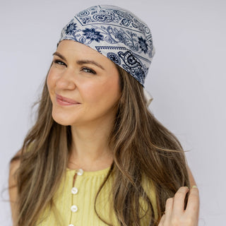 Satin Paisley Headscarf - White - Headbands of Hope