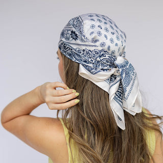 Satin Paisley Headscarf - White - Headbands of Hope