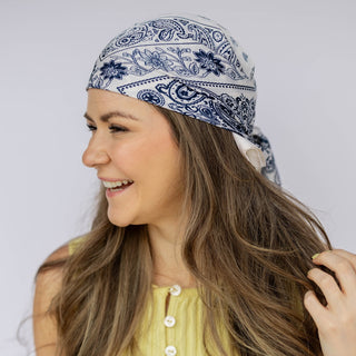 Satin Paisley Headscarf - White - Headbands of Hope