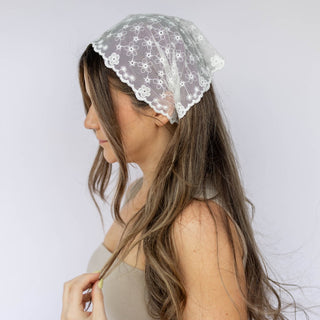 Delicate Lace Headscarf - White - Headbands of Hope