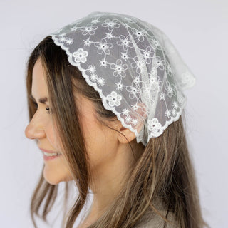 Delicate Lace Headscarf - White - Headbands of Hope