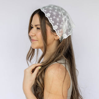 Delicate Lace Headscarf - White - Headbands of Hope