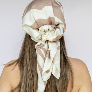 Satin Striped Headscarf - Beige - Headbands of Hope