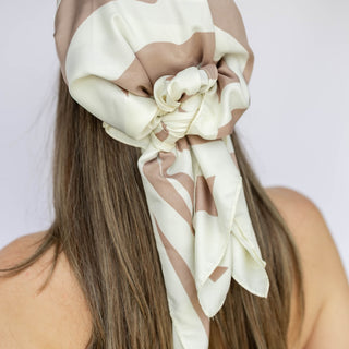 Satin Striped Headscarf - Beige - Headbands of Hope