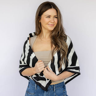 Satin Striped Headscarf - Black - Headbands of Hope