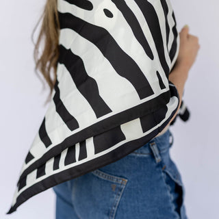 Satin Striped Headscarf - Black - Headbands of Hope