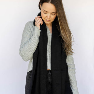 Oversized Fringe Scarf - Black