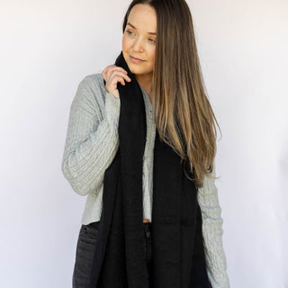 Oversized Fringe Scarf - Black