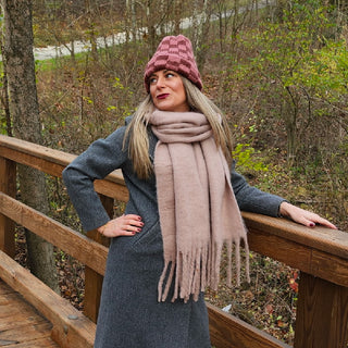Oversized Fringe Scarf - Beige - Headbands of Hope