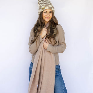 Bufanda extragrande con flecos - Beige