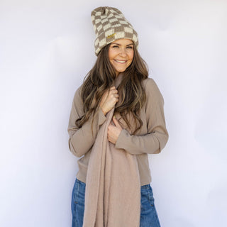Bufanda extragrande con flecos - Beige