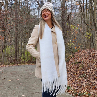 Oversized Fringe Scarf - Ivory - Headbands of Hope