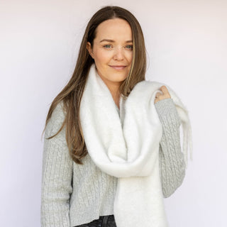 Oversized Fringe Scarf - Ivory
