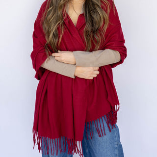 Bufanda italiana con flecos - Merlot