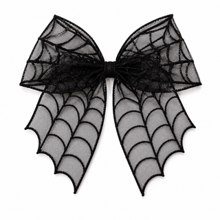 Spider Web Bow Barrette - Black