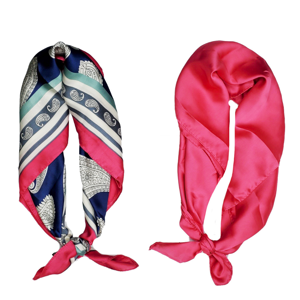 Headscarves Set of 2: Hot Pink + Paisley