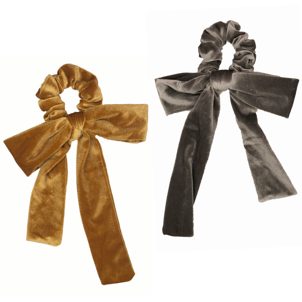 Gold + Silver Velvet Bow Tie Scrunchie