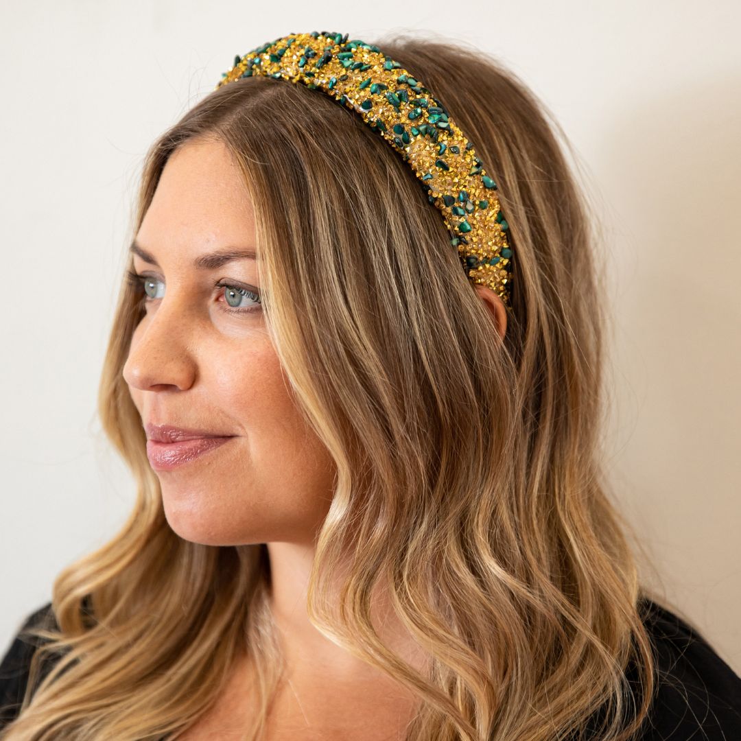 All That Glitters Headband - Forest Green + Gold