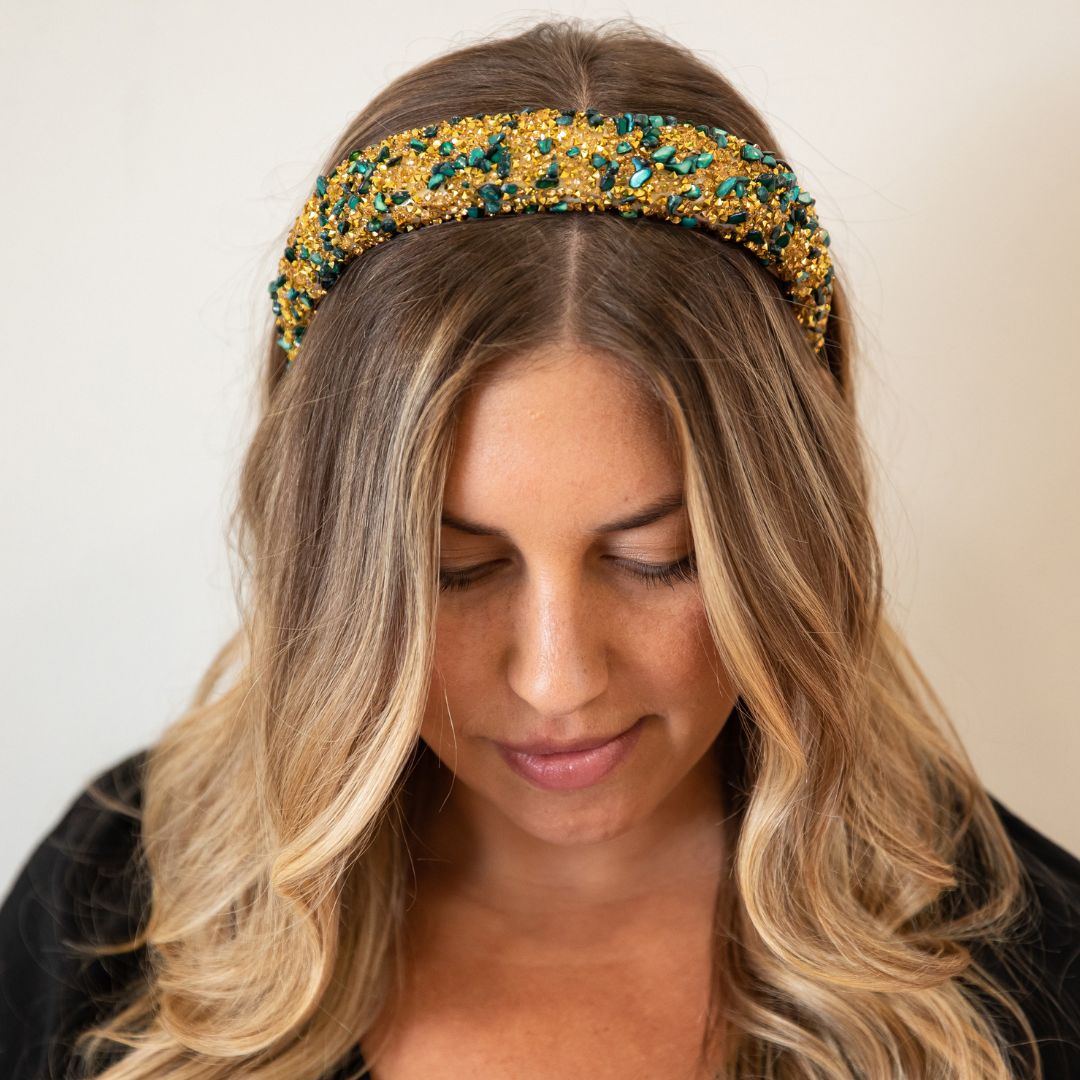All That Glitters Headband - Forest Green + Gold
