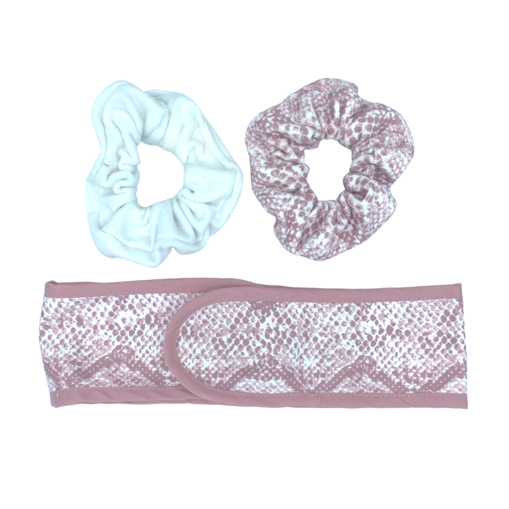 Microfiber Headband + Scrunchie Set - Blush