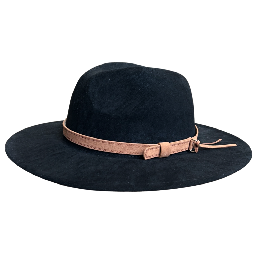 Faux Suede Hat - Black