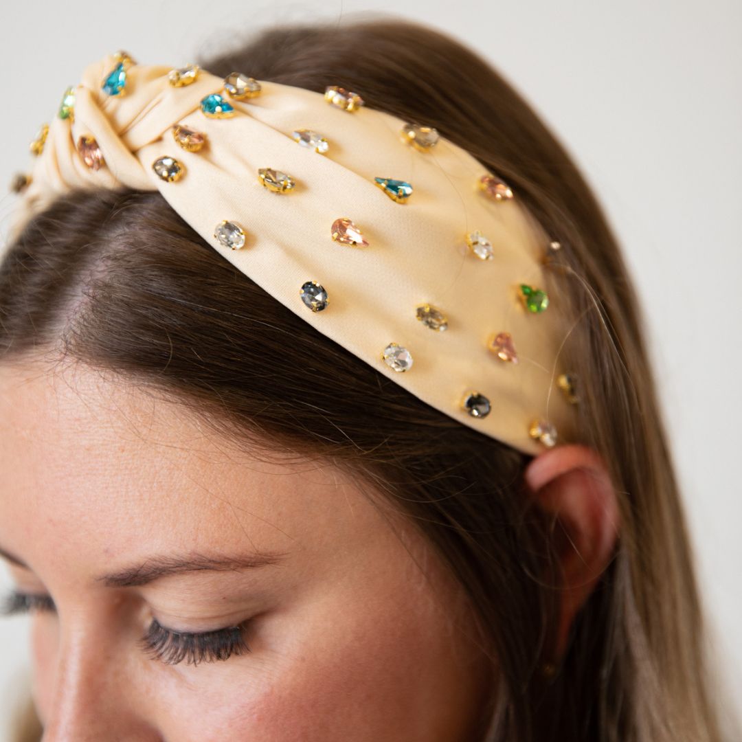 Traditional Knot Headband - Cream Gem