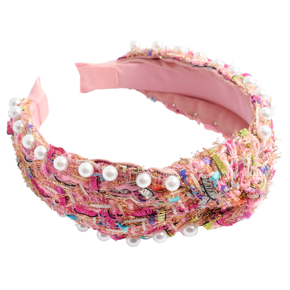 It Girl Pearl Headband - Pink