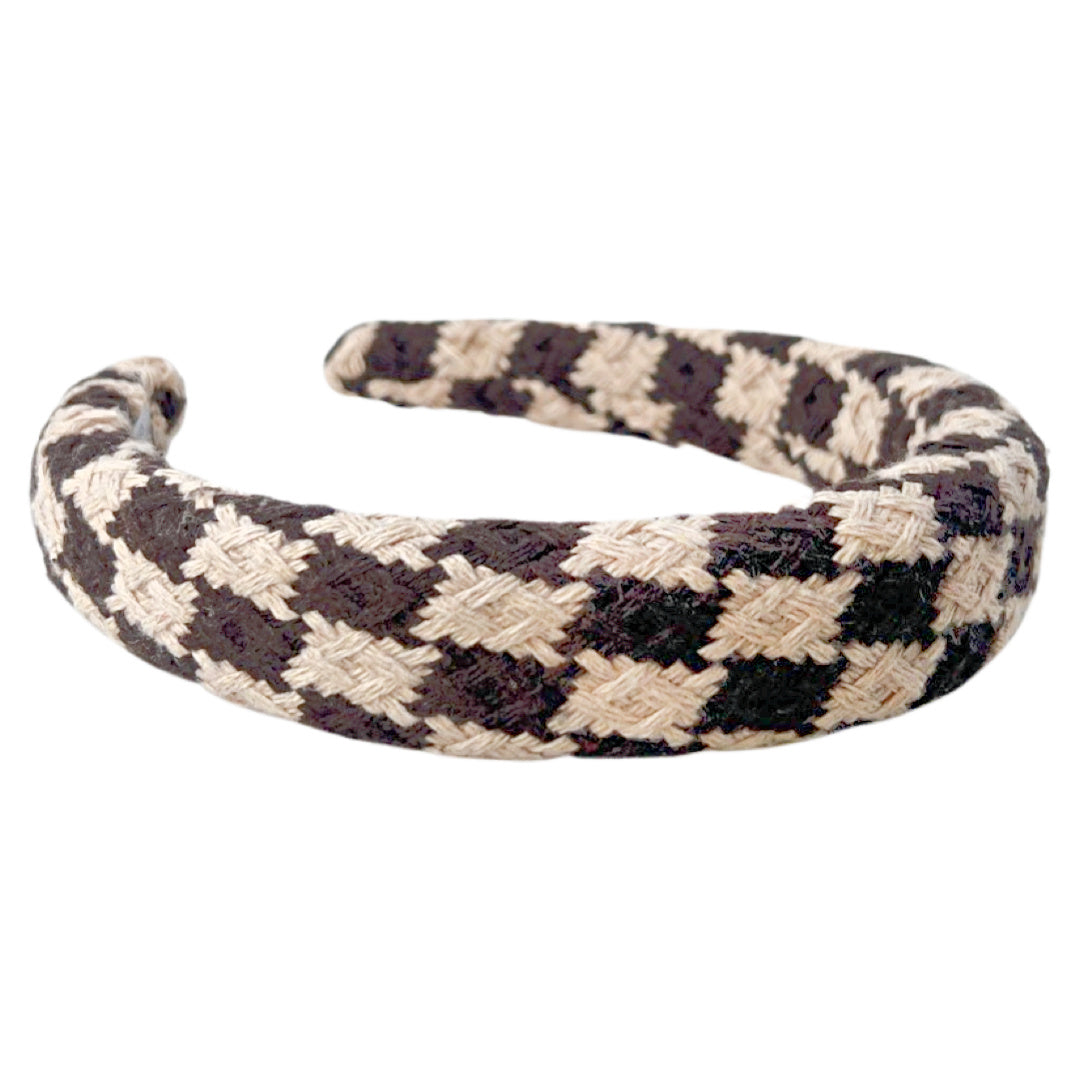 Padded Headband - Brown Checkered