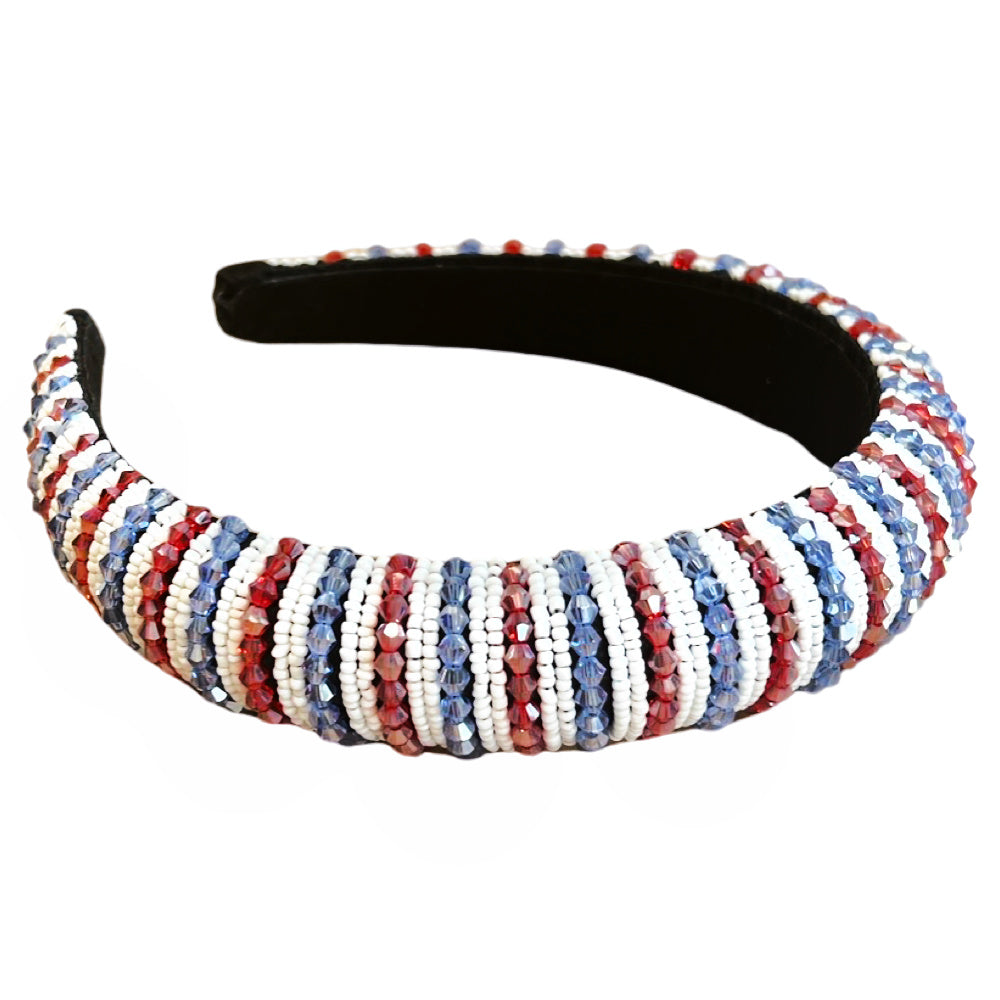 Traditional Beaded Headband - Red + Blue