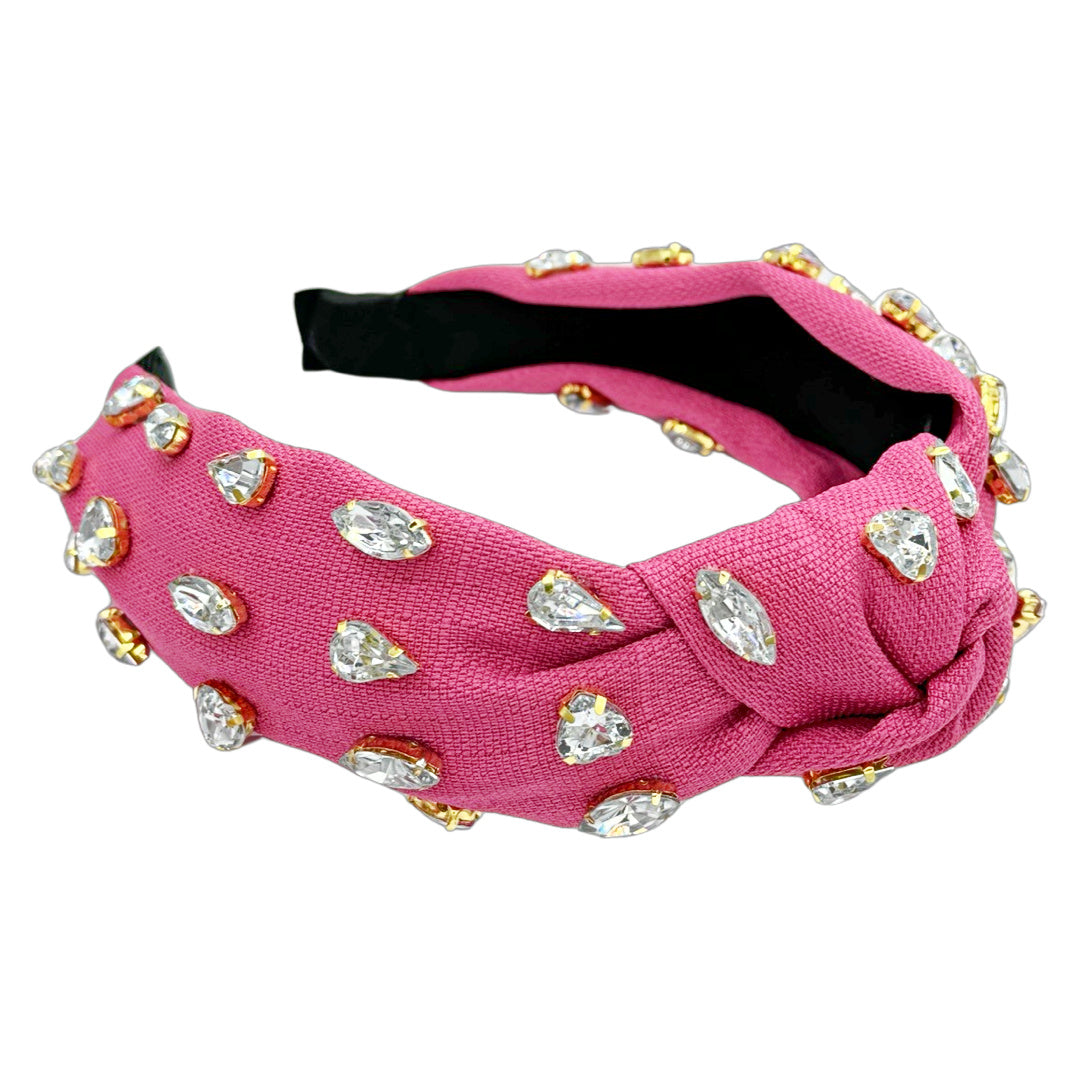Traditional Woven Headband - Hot Pink Gem