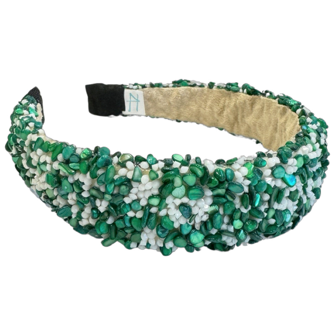 All That Glitters Headband - Green + White