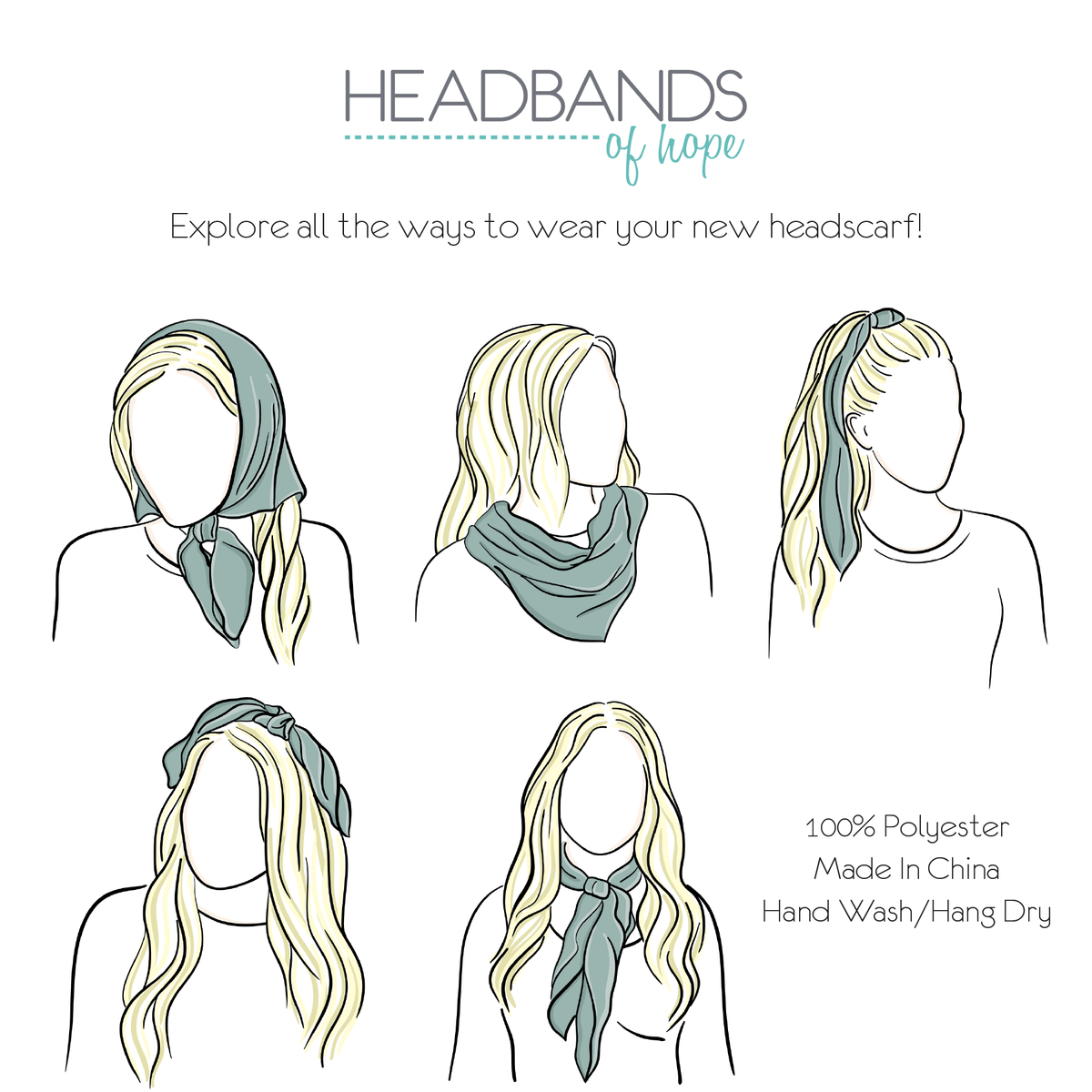 Headscarves Set of 2: Champagne + Stripes