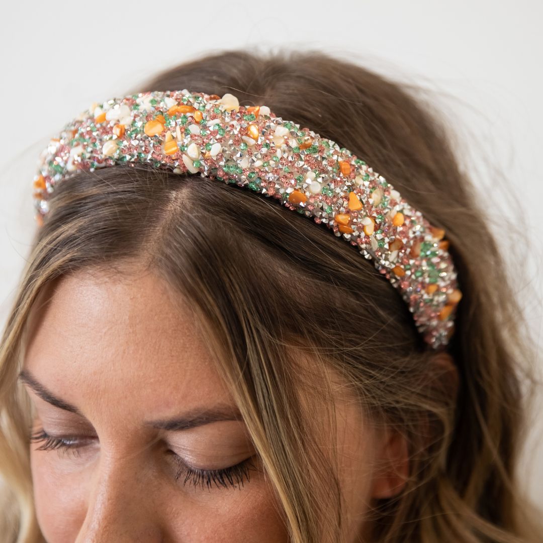 All that Glitters Headband - Teal + Orange