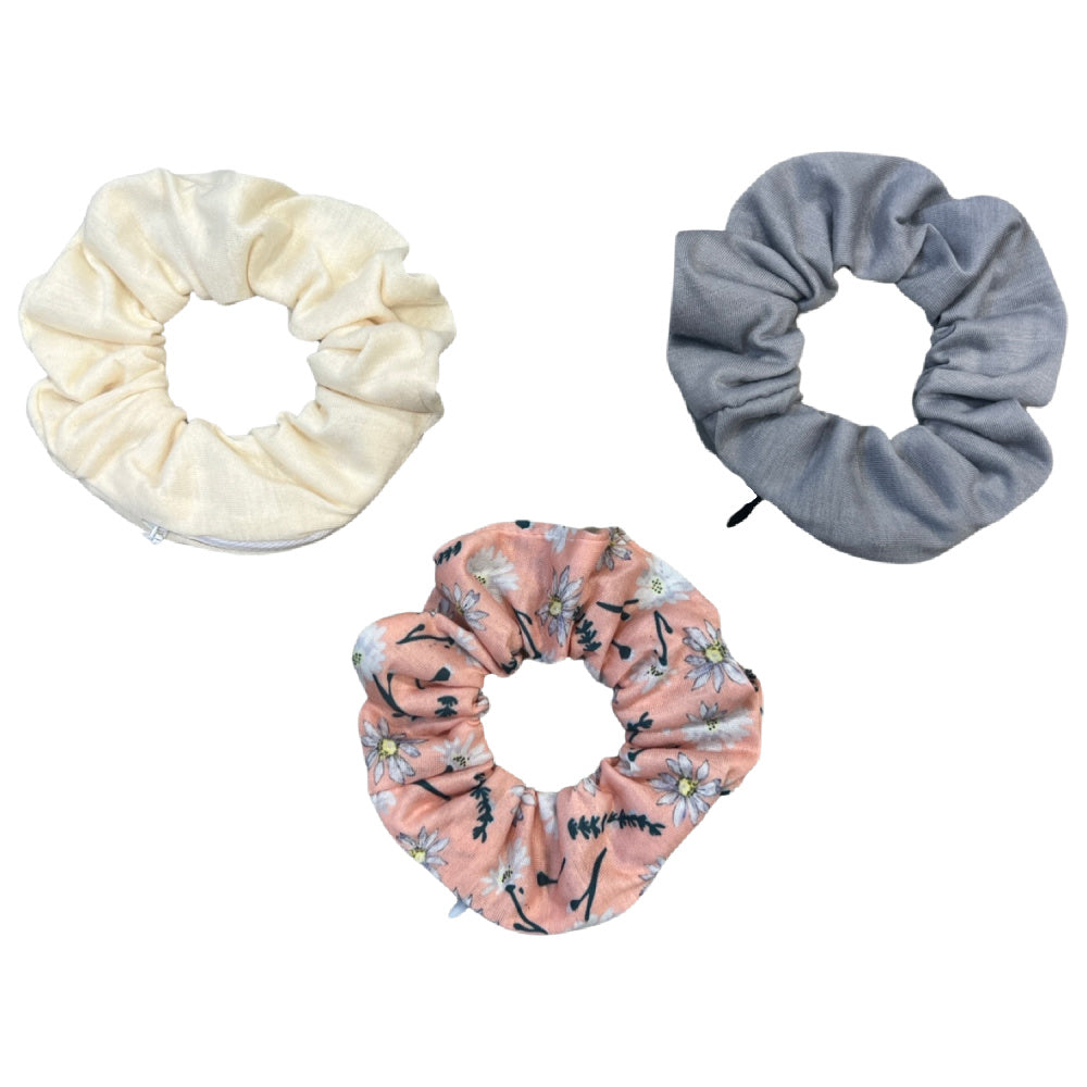 Cotton Zipper Scrunchies Set - Mauve Daisy