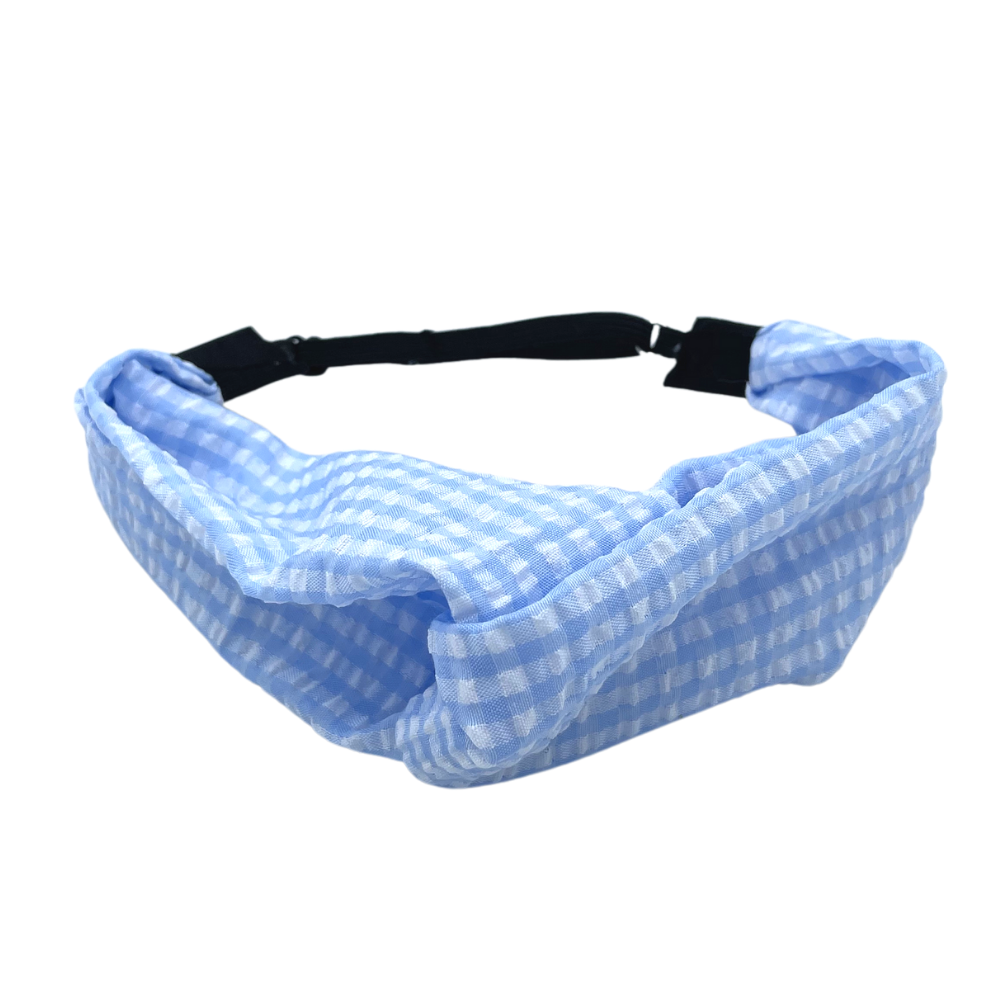 Blue Seersucker Adjustable Twist Turban