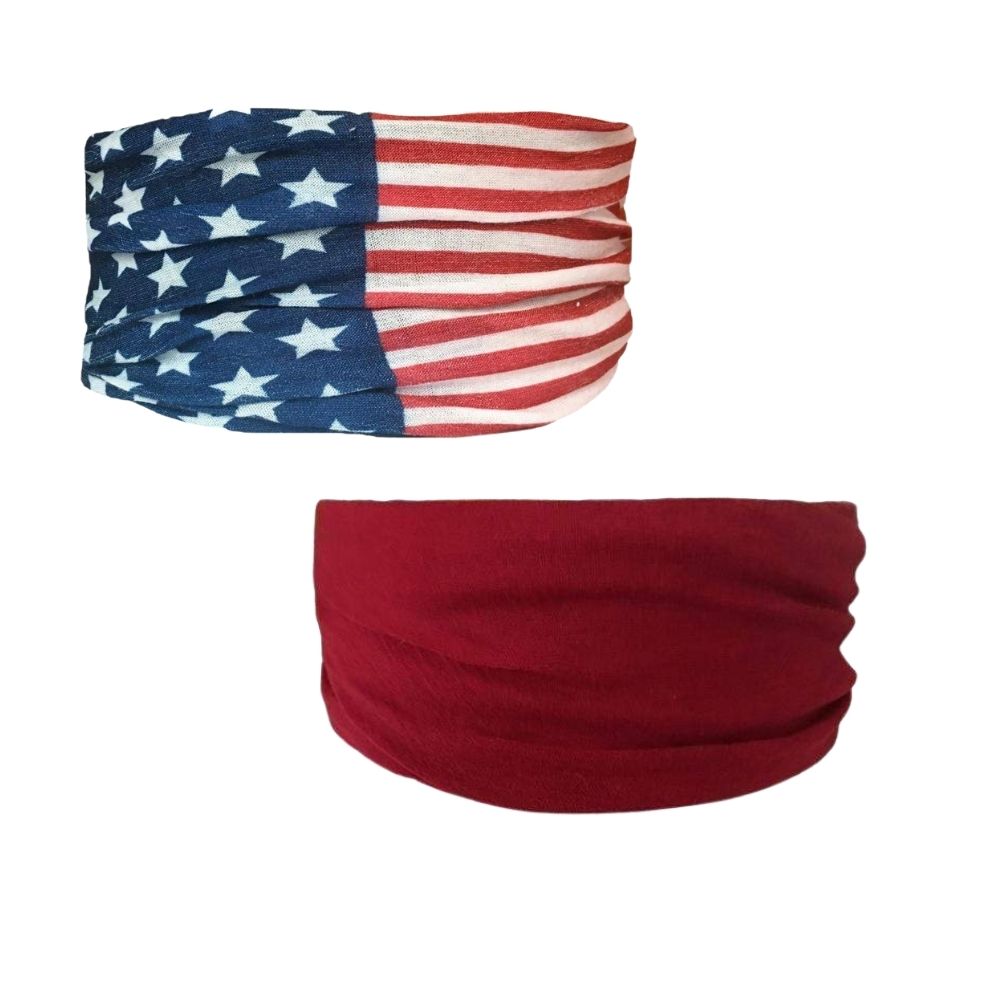 Set of 2 Tube Turbans: Burgundy + American